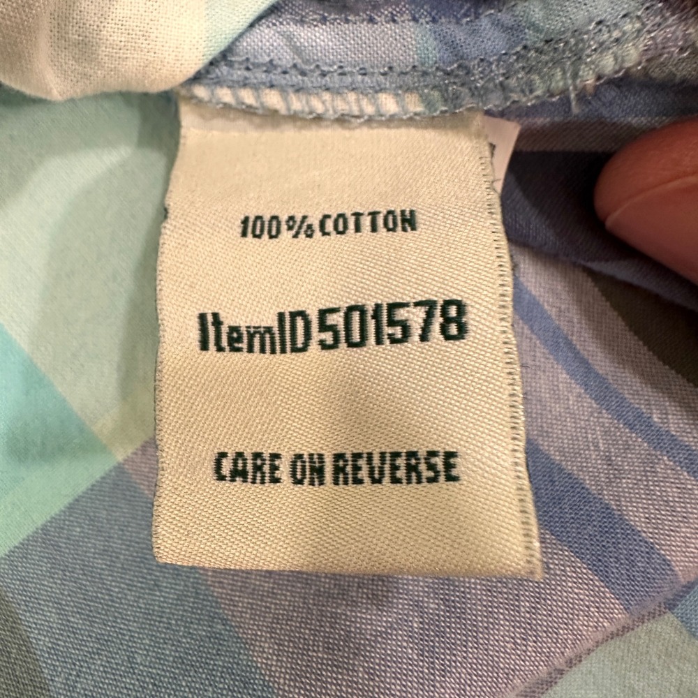 LL Bean Plaid Button Down Shirt Womens S Blue Teal 100% Cotton | Gorpcore - Picture 6 of 9